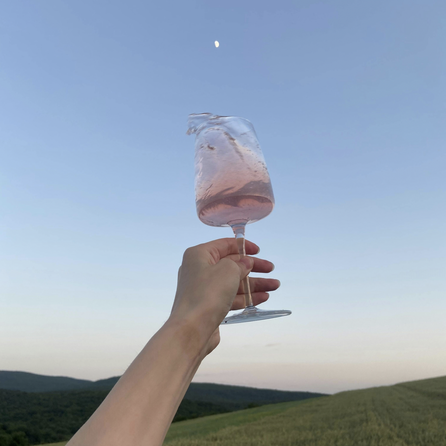 musepaper magazine: Bild einer Hand, die ein Weinglas zum Himmel streckt